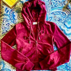 Juicy Couture Crop Velvet Velour Tracksuit Hoodie size XS